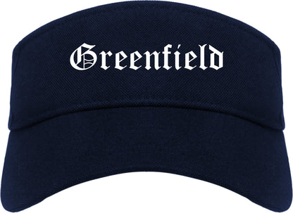 Greenfield Ohio OH Old English Mens Visor Cap Hat Navy Blue