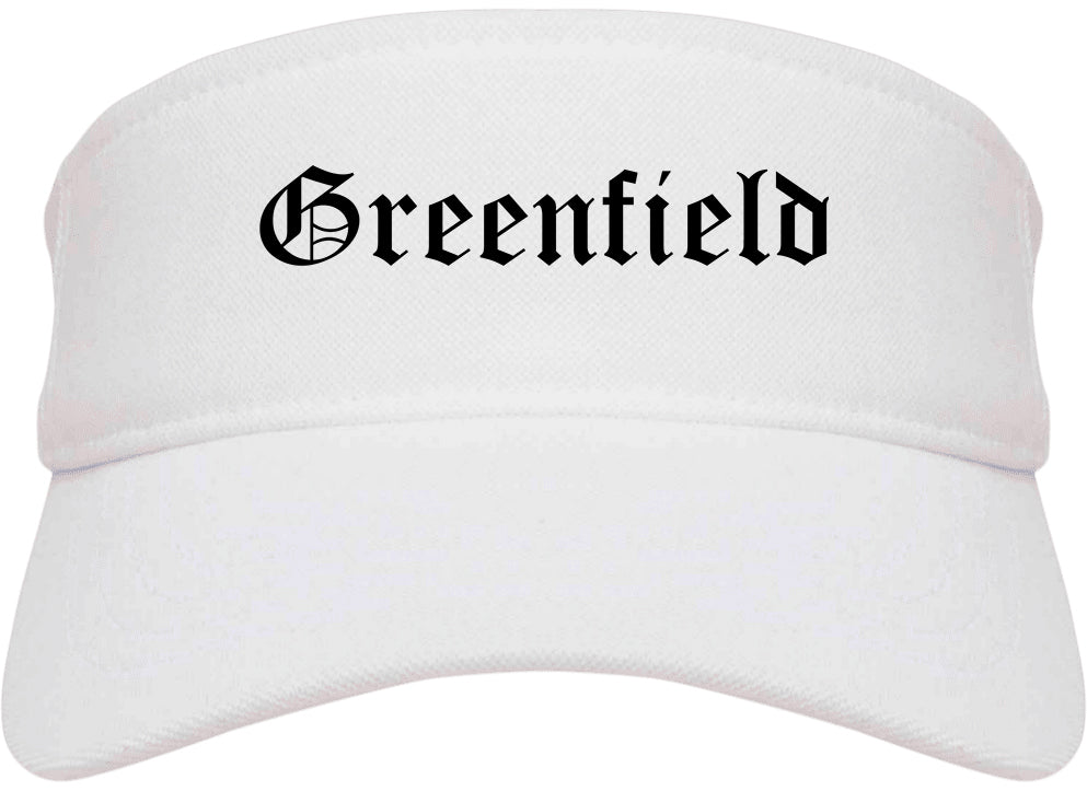 Greenfield Ohio OH Old English Mens Visor Cap Hat White