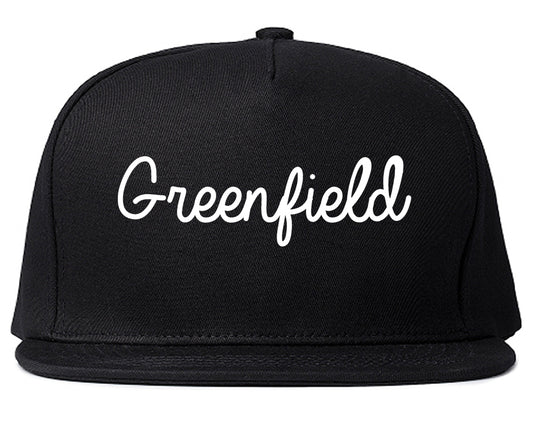 Greenfield Wisconsin WI Script Mens Snapback Hat Black