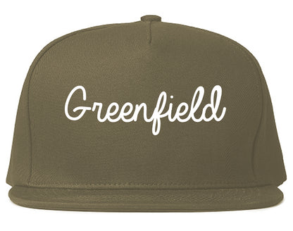 Greenfield Wisconsin WI Script Mens Snapback Hat Grey