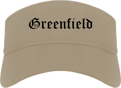 Greenfield Wisconsin WI Old English Mens Visor Cap Hat Khaki