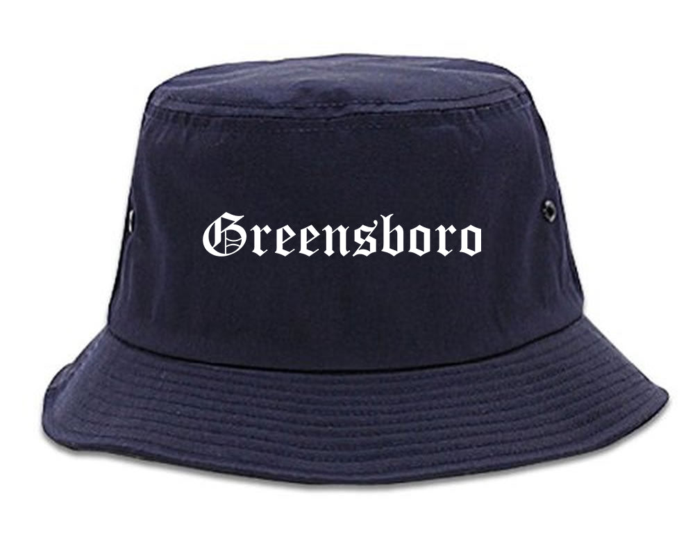 Greensboro North Carolina NC Old English Mens Bucket Hat Navy Blue