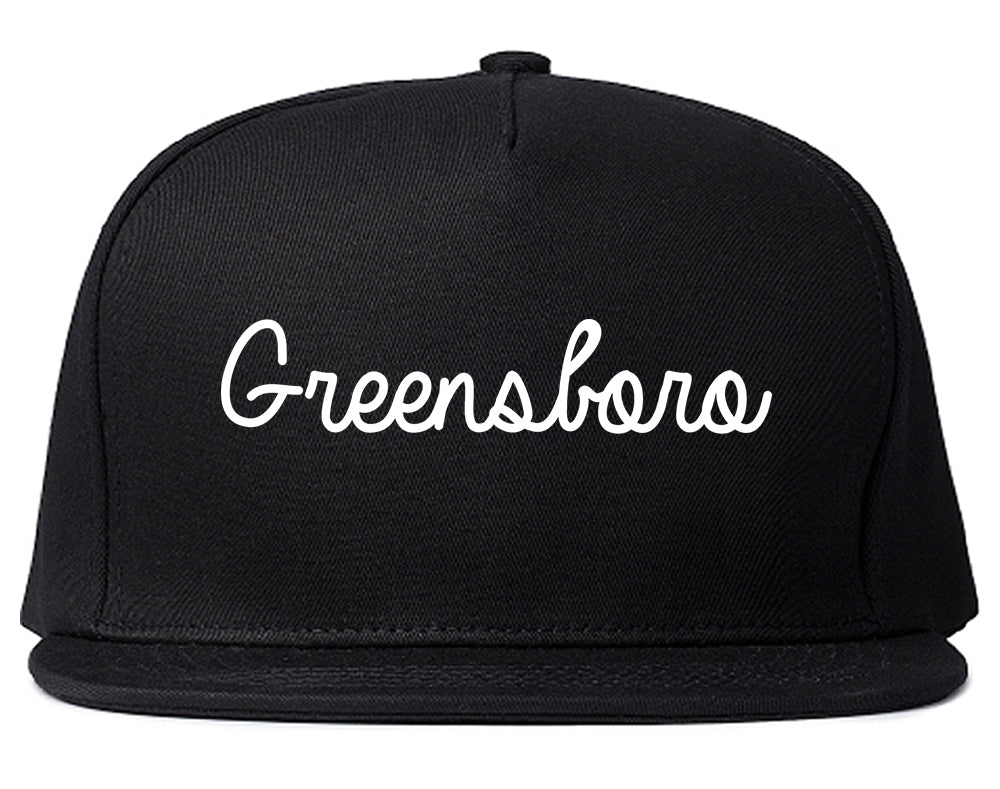 Greensboro North Carolina NC Script Mens Snapback Hat Black