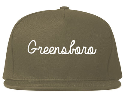 Greensboro North Carolina NC Script Mens Snapback Hat Grey