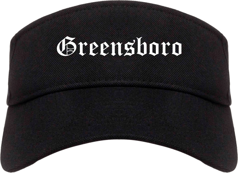 Greensboro North Carolina NC Old English Mens Visor Cap Hat Black