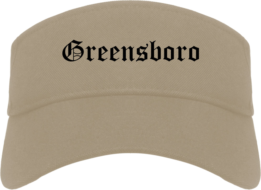 Greensboro North Carolina NC Old English Mens Visor Cap Hat Khaki
