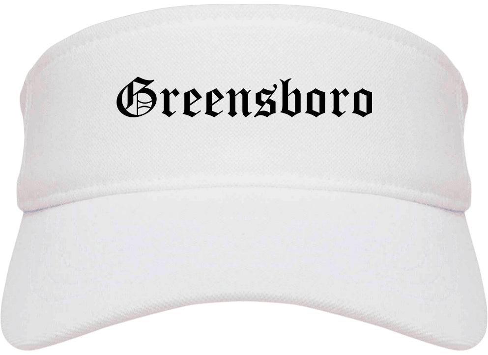 Greensboro North Carolina NC Old English Mens Visor Cap Hat White