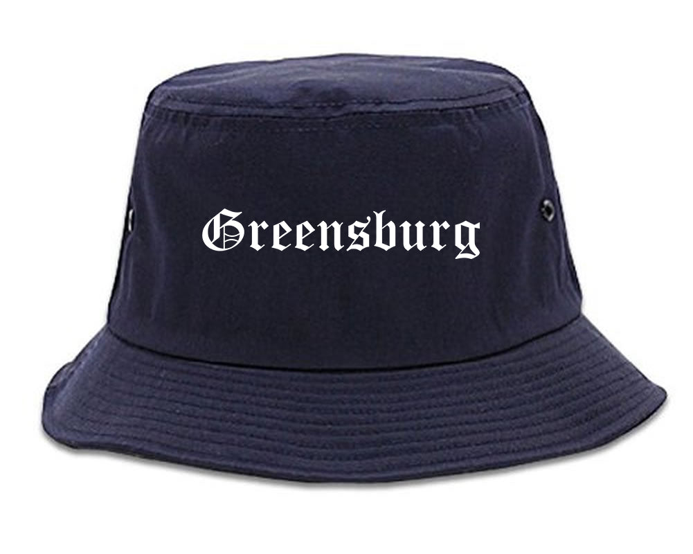 Greensburg Indiana IN Old English Mens Bucket Hat Navy Blue