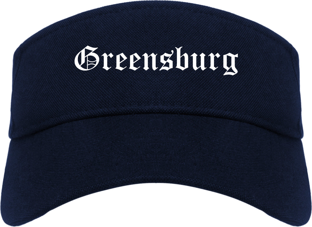 Greensburg Indiana IN Old English Mens Visor Cap Hat Navy Blue