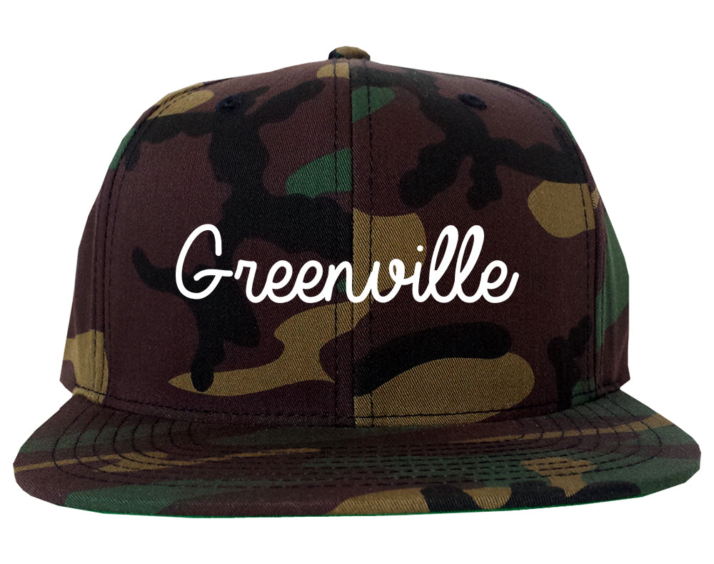 Greenville Alabama AL Script Mens Snapback Hat Army Camo