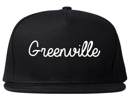 Greenville Illinois IL Script Mens Snapback Hat Black