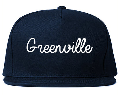 Greenville Illinois IL Script Mens Snapback Hat Navy Blue