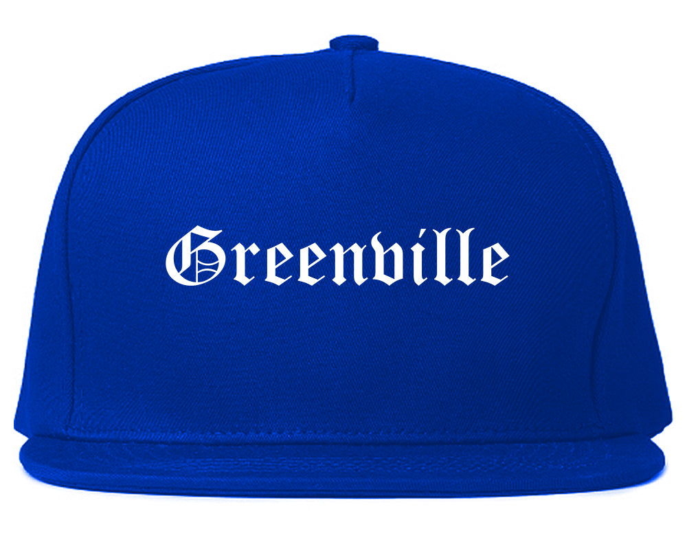 Greenville Michigan MI Old English Mens Snapback Hat Royal Blue