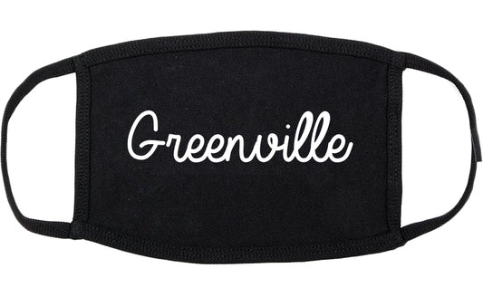 Greenville Michigan MI Script Cotton Face Mask Black