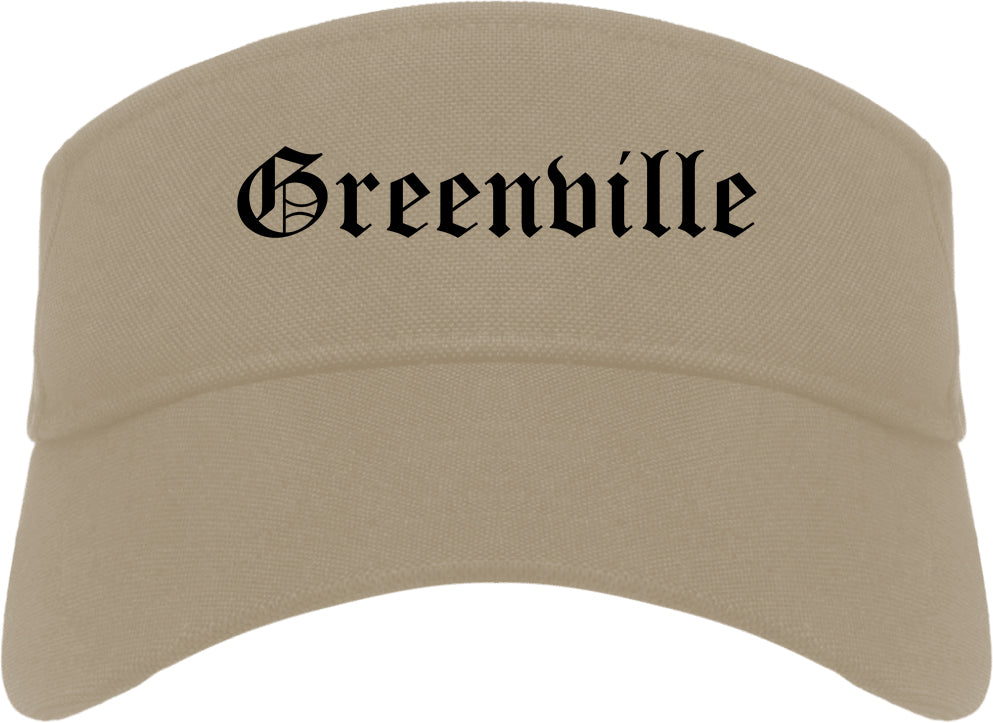 Greenville Michigan MI Old English Mens Visor Cap Hat Khaki