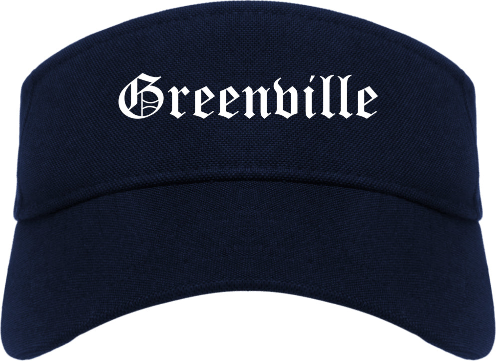 Greenville Michigan MI Old English Mens Visor Cap Hat Navy Blue