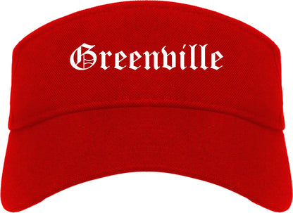 Greenville Michigan MI Old English Mens Visor Cap Hat Red