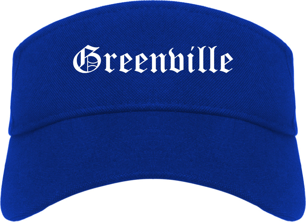 Greenville Michigan MI Old English Mens Visor Cap Hat Royal Blue