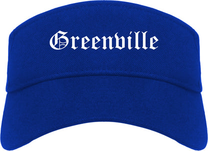 Greenville Michigan MI Old English Mens Visor Cap Hat Royal Blue