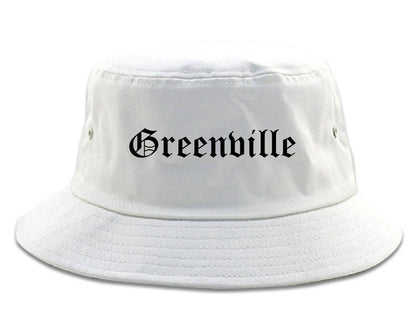 Greenville Michigan MI Old English Mens Bucket Hat White
