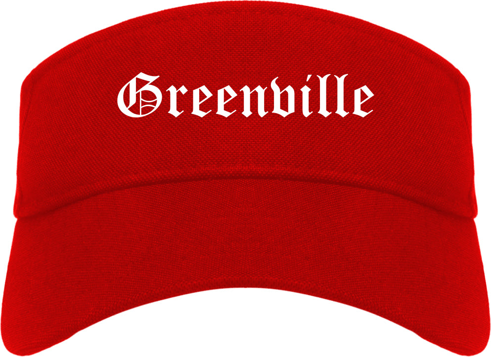 Greenville Mississippi MS Old English Mens Visor Cap Hat Red