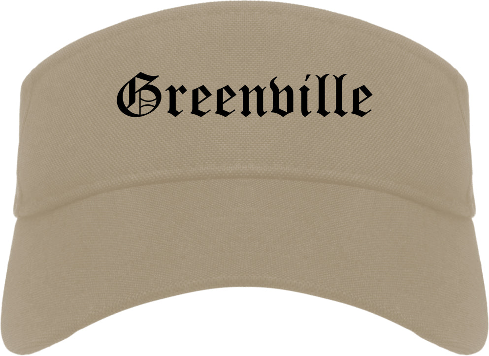 Greenville North Carolina NC Old English Mens Visor Cap Hat Khaki