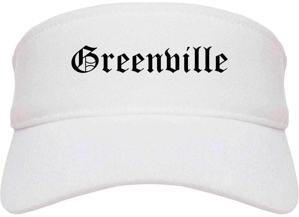 Greenville North Carolina NC Old English Mens Visor Cap Hat White