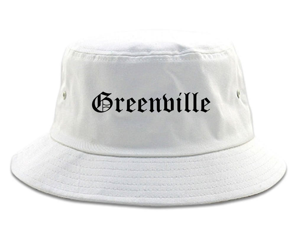 Greenville North Carolina NC Old English Mens Bucket Hat White
