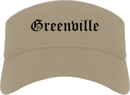 Greenville South Carolina SC Old English Mens Visor Cap Hat Khaki