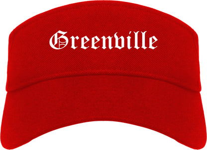 Greenville South Carolina SC Old English Mens Visor Cap Hat Red
