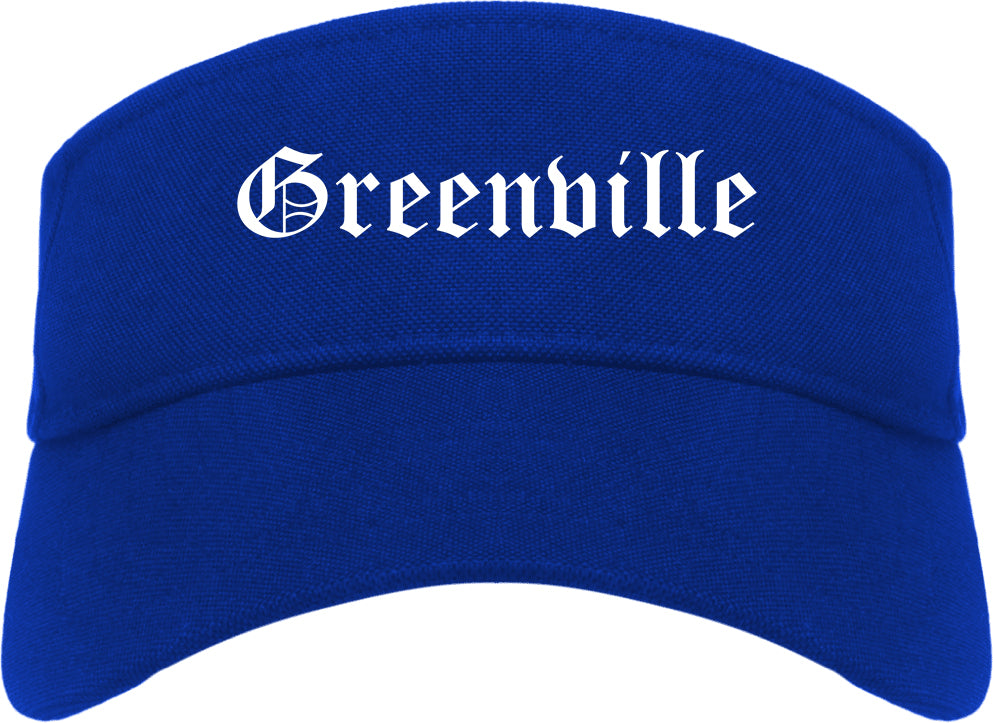 Greenville South Carolina SC Old English Mens Visor Cap Hat Royal Blue