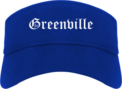 Greenville South Carolina SC Old English Mens Visor Cap Hat Royal Blue