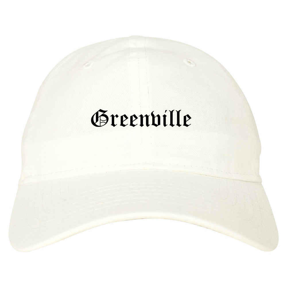 Greenville Texas TX Old English Mens Dad Hat Baseball Cap White