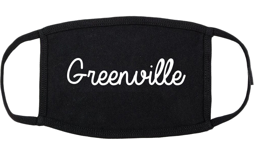 Greenville Texas TX Script Cotton Face Mask Black
