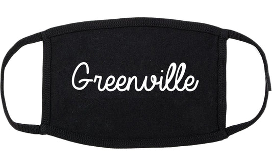 Greenville Texas TX Script Cotton Face Mask Black