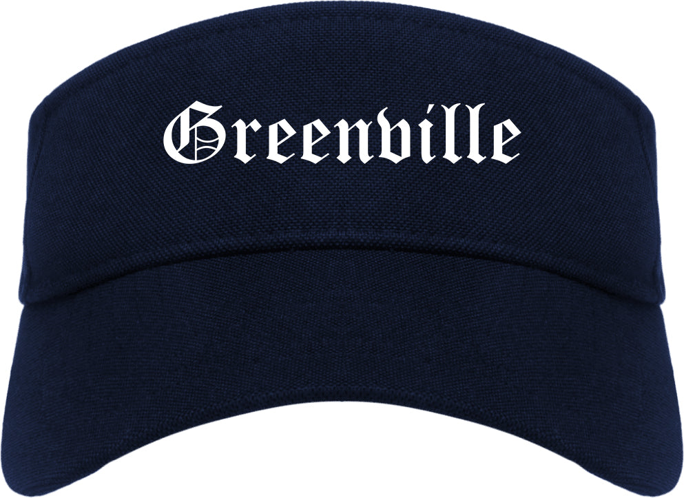 Greenville Texas TX Old English Mens Visor Cap Hat Navy Blue