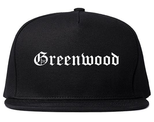 Greenwood Arkansas AR Old English Mens Snapback Hat Black