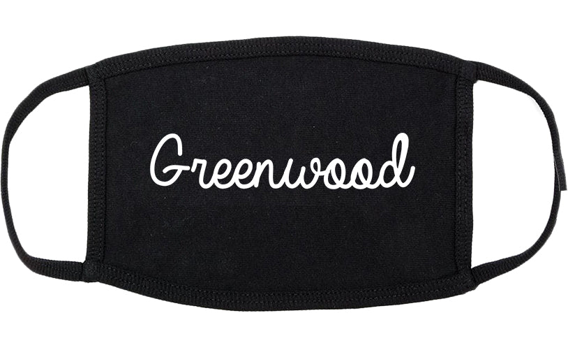 Greenwood Arkansas AR Script Cotton Face Mask Black
