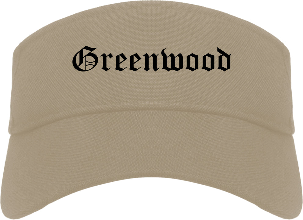 Greenwood Arkansas AR Old English Mens Visor Cap Hat Khaki