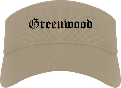 Greenwood Indiana IN Old English Mens Visor Cap Hat Khaki