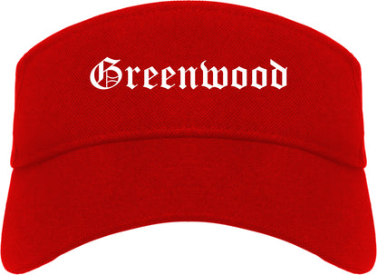 Greenwood Indiana IN Old English Mens Visor Cap Hat Red