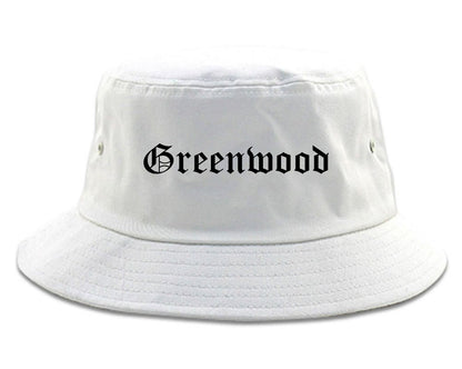 Greenwood Indiana IN Old English Mens Bucket Hat White