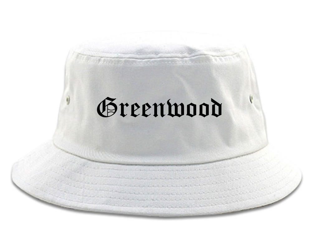 Greenwood Mississippi MS Old English Mens Bucket Hat White