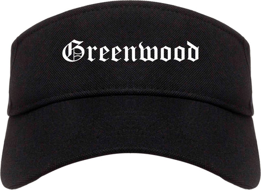 Greenwood Missouri MO Old English Mens Visor Cap Hat Black