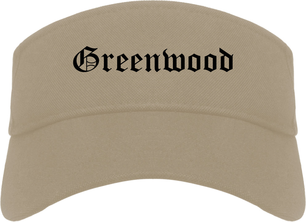 Greenwood Missouri MO Old English Mens Visor Cap Hat Khaki