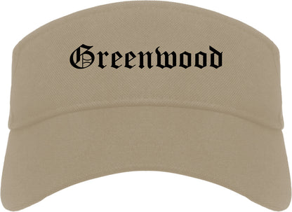 Greenwood Missouri MO Old English Mens Visor Cap Hat Khaki
