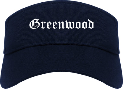 Greenwood Missouri MO Old English Mens Visor Cap Hat Navy Blue