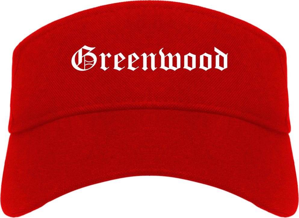 Greenwood Missouri MO Old English Mens Visor Cap Hat Red
