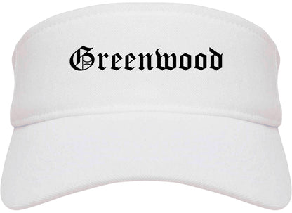 Greenwood Missouri MO Old English Mens Visor Cap Hat White