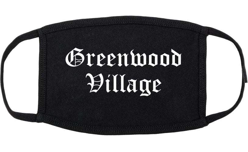 Greenwood Village Colorado CO Old English Cotton Face Mask Black